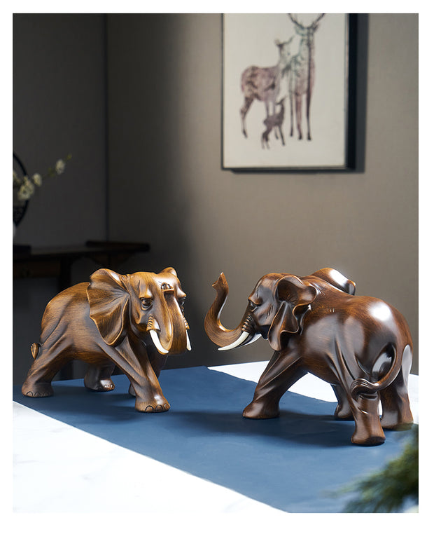 New Classical Style Lucky Elephant Figurine Home Decor Simple Living Room Decorations TV Cabinet Ornament Housewarming Gifts