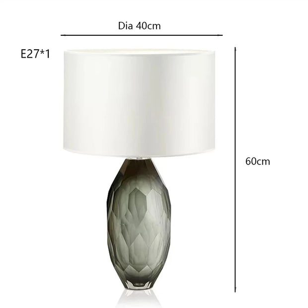 Modern Coloured Glaze Clear Base Table Lamp Home-appliance Glass Desk Light Luxury for Hotel Bedroom Deco