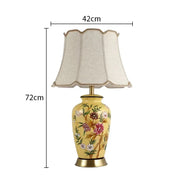 SANDYHA Nordic Classical Ceramic Desk Lamp Bedroom Decoration Home Dining Table Lighting for Living Room Fabric Lampshade