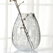 Light luxury handicraft ornaments, ice flower colored glass vase, large transparent glaze ware