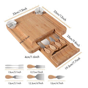 Bamboo Cheese Board with Cutlery Knife Set and Slide Out Draw - Synoptic Home Essentials