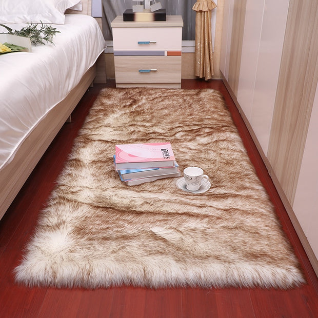 Plush Soft Sheepskin Bedroom Carpet Imitation Wool Pad Long Hair Bedside Mat Sofa Cushion White Rugs Red Living Room Fur Carpet - Synoptic Home Essentials