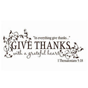 Bible Verse of "Thanks with a Grateful Heart" Wall Decal Sticker - Synoptic Home Essentials