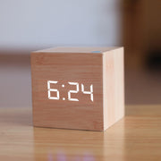 New Qualified Digital Wooden LED Alarm Clock Wood Retro Glow Clock Desktop Table Decor Voice Control Snooze Function Desk Tools - Synoptic Home Essentials