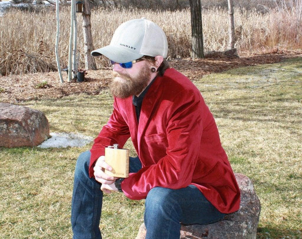 6 Oz. Wooden Hip Flask (Sawtooth Mountains in Bamboo & Black Walnut) - Synoptic Home Essentials