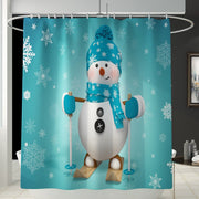 Merry Christmas Bathroom Set Snowman Santa Claus Elk Pattern Waterproof Shower Curtain Toilet Cover Mat Non Slip Rug Home Decor - Synoptic Home Essentials