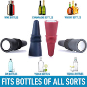 Silicone Wine Bottle Stopper Set Leak Proof Beer Champagne Cap Closer Whisky Accessories Wine Cork Plugs Lids Kitchen Bars Tools - Synoptic Home Essentials