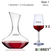 BORREY Wine Decanter Whiskey Vodka Glass Bottle Set Wine Separator Wine Decanter Aerator Crystal Clear Glass 1500ml Wine Tools - Synoptic Home Essentials