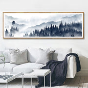 Fog Forest Mountain Landscape Canvas Wall Art - Synoptic Home Essentials