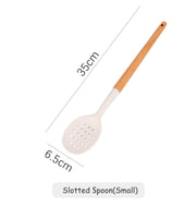 Pink Cooking Kitchenware Tool Silicone Utensils With Wooden Multifunction Handle Non-Stick Spatula Ladle Egg Beaters Shovel - Synoptic Home Essentials