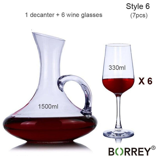 BORREY Wine Decanter Whiskey Vodka Glass Bottle Set Wine Separator Wine Decanter Aerator Crystal Clear Glass 1500ml Wine Tools - Synoptic Home Essentials