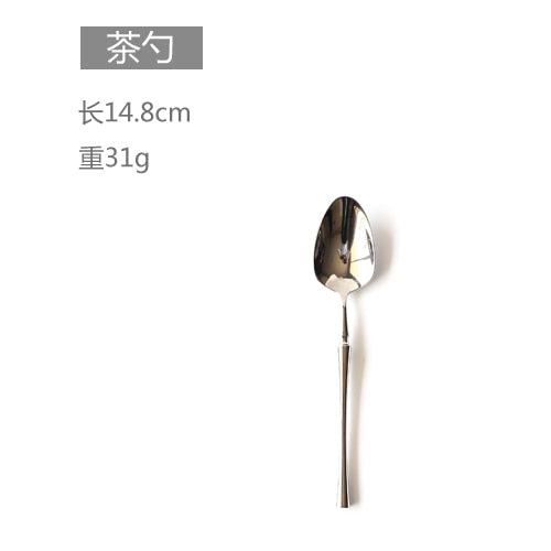 New Silver Cutlery Luxury 304 Stainless Steel Dinnerware Set Mirror Polishing Tableware Set Dinner Knife Dessert Fork Spoon - Synoptic Home Essentials