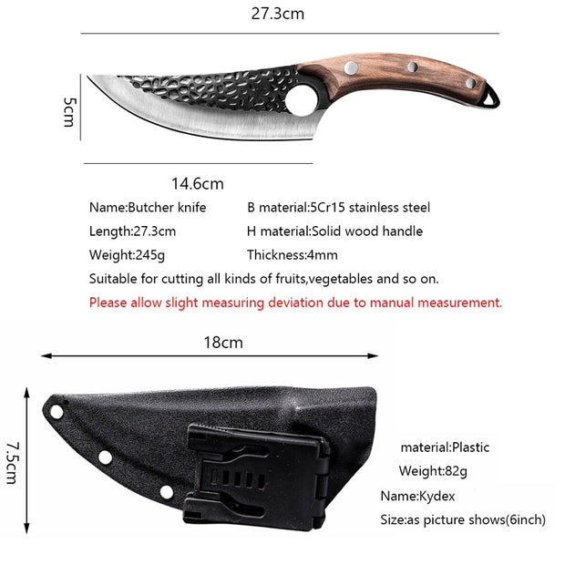 Handmade Stainless Steel Kitchen Chef Boning Knife Fishing Knife Meat Cleaver Outdoor Camping Cooking Cutter Butcher Knife - Synoptic Home Essentials