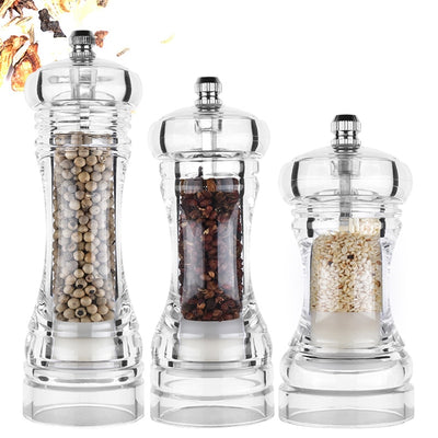 Pepper Grinder- Acrylic Salt and Pepper Shakers Adjustable Coarseness by Ceramic Rotor Kitchen Accessories - Synoptic Home Essentials