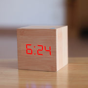 New Qualified Digital Wooden LED Alarm Clock Wood Retro Glow Clock Desktop Table Decor Voice Control Snooze Function Desk Tools - Synoptic Home Essentials