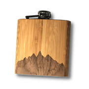 6 Oz. Wooden Hip Flask (Sawtooth Mountains in Bamboo & Black Walnut) - Synoptic Home Essentials