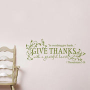 Bible Verse of "Thanks with a Grateful Heart" Wall Decal Sticker - Synoptic Home Essentials