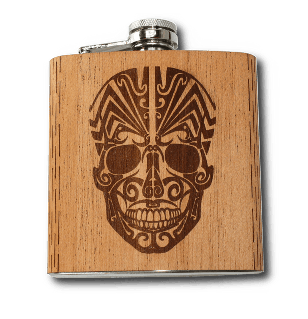 6 Oz. Wooden Hip Flask (Sawtooth Mountains in Bamboo & Black Walnut) - Synoptic Home Essentials