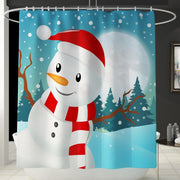 Merry Christmas Bathroom Set Snowman Santa Claus Elk Pattern Waterproof Shower Curtain Toilet Cover Mat Non Slip Rug Home Decor - Synoptic Home Essentials