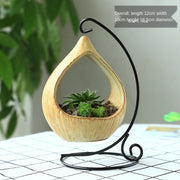 Iron Frame Hanging Basket Micro Landscape Geometric Succulent Flower Pot Iron Art Hook Desktop Home Decoration Ceramic Flowerpot - Synoptic Home Essentials