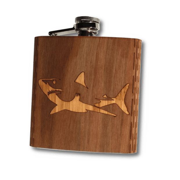 6 Oz. Wooden Hip Flask (Sawtooth Mountains in Bamboo & Black Walnut) - Synoptic Home Essentials