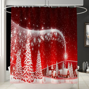 Merry Christmas Bathroom Set Snowman Santa Claus Elk Pattern Waterproof Shower Curtain Toilet Cover Mat Non Slip Rug Home Decor - Synoptic Home Essentials