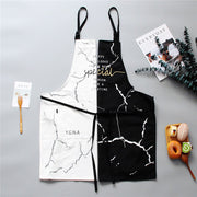 INS Nordic Cotton Apron Black White Marble Cooking Aprons for Men Women With Big Pocket Bib Overalls Kitchen Baking Accessories - Synoptic Home Essentials