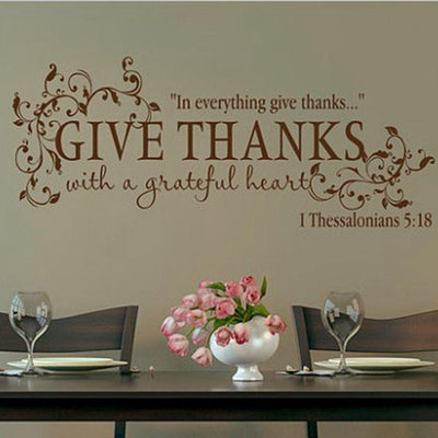 Bible Verse of "Thanks with a Grateful Heart" Wall Decal Sticker - Synoptic Home Essentials