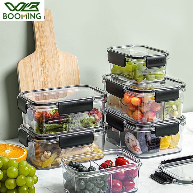 WBBOOMING PP+TRP Seal Box Kitchen Fridge Food Container Lunch Box Multi Capacity Save Space Fresh Vegetable Fruit Storage Boxes - Synoptic Home Essentials