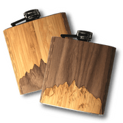 6 Oz. Wooden Hip Flask (Sawtooth Mountains in Bamboo & Black Walnut) - Synoptic Home Essentials