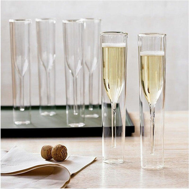 Champagne Glass Double Wall Glasses Flutes Goblet Bubble Wine Tulip Cocktail Wedding Party Cup Toast Bodum Thule Xicaras Copo - Synoptic Home Essentials