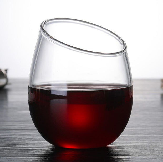 High Quality Heat-Resistant Glass Oblique Mouth Cup Round Shape Juice Cup Large Capacity Creative Tea Whiskey Wine Glass - Synoptic Home Essentials