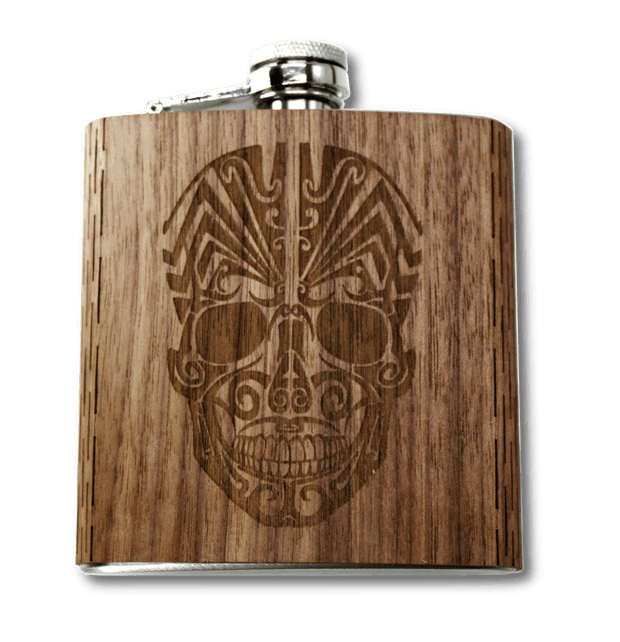 6 Oz. Wooden Hip Flask (Sawtooth Mountains in Bamboo & Black Walnut) - Synoptic Home Essentials