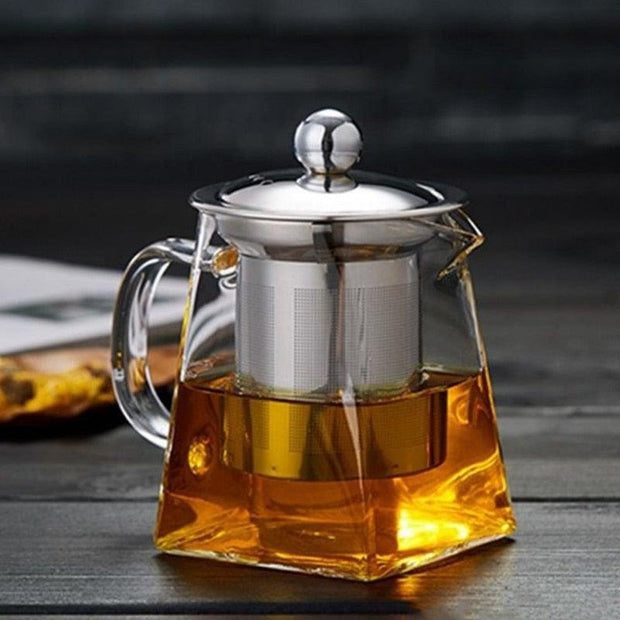 550ml Thicken Heat-Resistant Glass Teapot With Stainless Steel Strainer Filter Teapot Can Be Heated Water Tea Pot - Synoptic Home Essentials