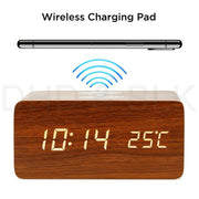 LED Electric Alarm Clock W/ Qi Wireless Phone Charger Charging Pad Station - Synoptic Home Essentials