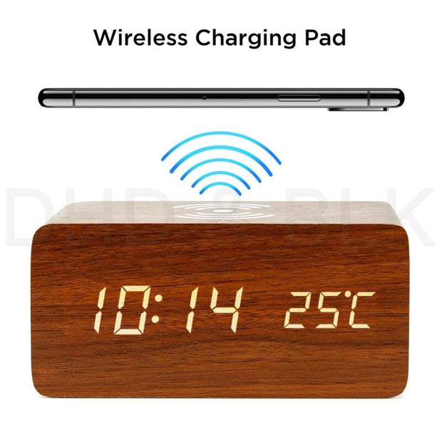 LED Electric Alarm Clock W/ Qi Wireless Phone Charger Charging Pad Station - Synoptic Home Essentials