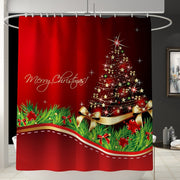 Merry Christmas Bathroom Set Snowman Santa Claus Elk Pattern Waterproof Shower Curtain Toilet Cover Mat Non Slip Rug Home Decor - Synoptic Home Essentials