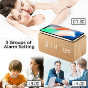 LED Electric Alarm Clock W/ Qi Wireless Phone Charger Charging Pad Station - Synoptic Home Essentials