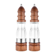 Wooden Salt and Pepper Grinder Set - Wood and Acrylic Mills, Adjustable Coarseness Ceramic Grinder - Synoptic Home Essentials