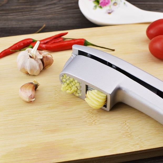 Garlic Press Mincer and Slicer 2 in 1 Kitchen Gadget Aluminium Crusher Mincer Grinder Chopper Slicer for Garlic Kitchen Tool - Synoptic Home Essentials