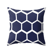 Navy Blue Geometric Pattern Pillow Cover Pillowcases - Synoptic Home Essentials