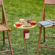 Mini Wooden Picnic Wine Table with Foldable Round Desktop - Synoptic Home Essentials