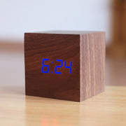 New Qualified Digital Wooden LED Alarm Clock Wood Retro Glow Clock Desktop Table Decor Voice Control Snooze Function Desk Tools - Synoptic Home Essentials