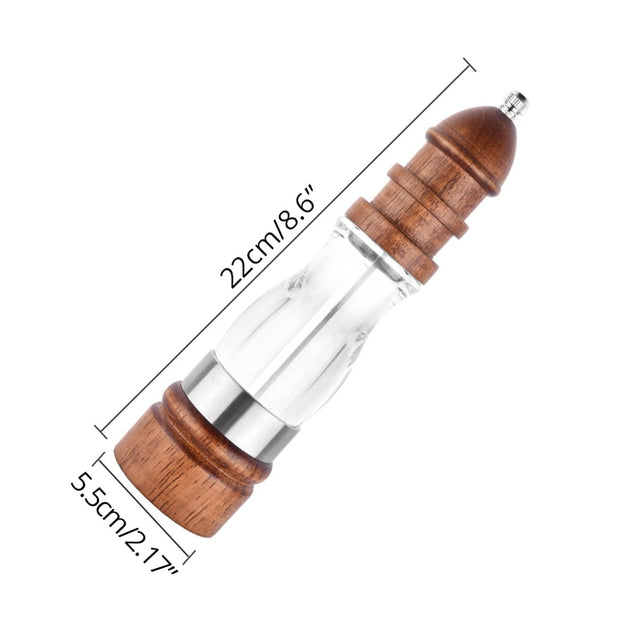 Wooden Salt and Pepper Grinder Set - Wood and Acrylic Mills, Adjustable Coarseness Ceramic Grinder - Synoptic Home Essentials