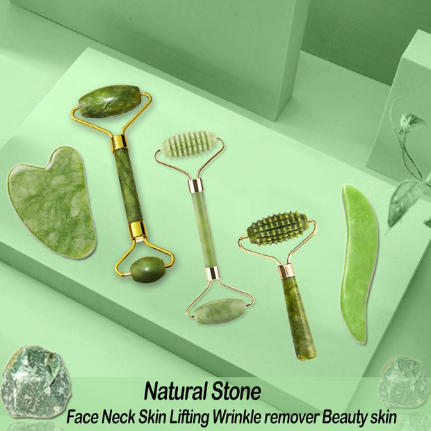 Natural Massager for Face Gouache Scraper Face Massager Jade Roller Guasha Scraper Facial Neck Gua Sha Face Skin Beauty Care - Synoptic Home Essentials