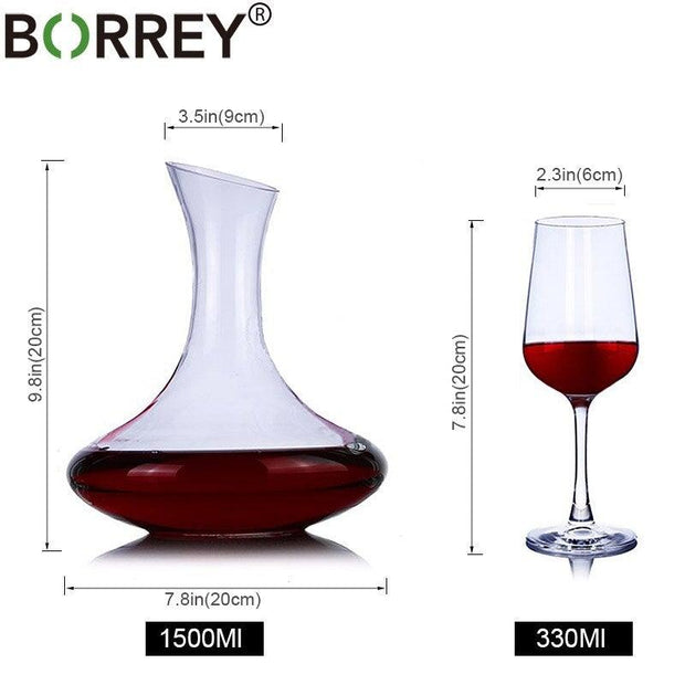 BORREY Wine Decanter Whiskey Vodka Glass Bottle Set Wine Separator Wine Decanter Aerator Crystal Clear Glass 1500ml Wine Tools - Synoptic Home Essentials