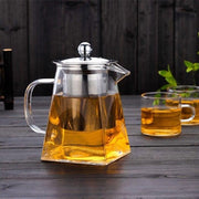 550ml Thicken Heat-Resistant Glass Teapot With Stainless Steel Strainer Filter Teapot Can Be Heated Water Tea Pot - Synoptic Home Essentials