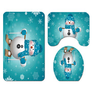 Merry Christmas Bathroom Set Snowman Santa Claus Elk Pattern Waterproof Shower Curtain Toilet Cover Mat Non Slip Rug Home Decor - Synoptic Home Essentials