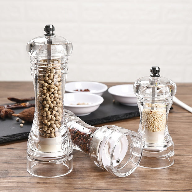 Pepper Grinder- Acrylic Salt and Pepper Shakers Adjustable Coarseness by Ceramic Rotor Kitchen Accessories - Synoptic Home Essentials