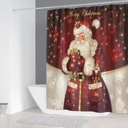 Merry Christmas Bathroom Set Snowman Santa Claus Elk Pattern Waterproof Shower Curtain Toilet Cover Mat Non Slip Rug Home Decor - Synoptic Home Essentials